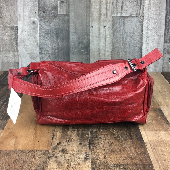 Nicoli Italian Leather Red Buckle Bag Purse - Picture 2 of 15